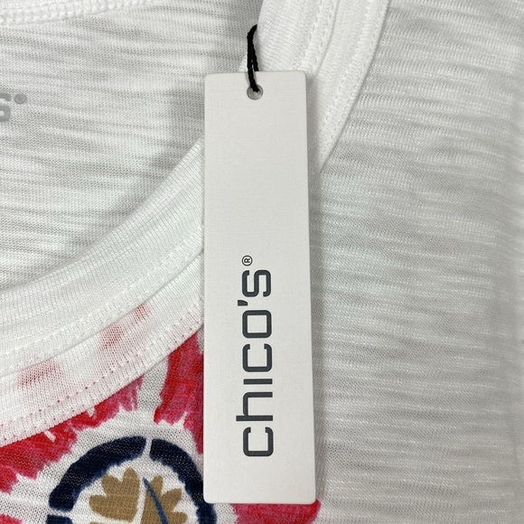 Floral Scoop Neck Tee Chico's Sz 4 20/22 - Picture 12 of 13